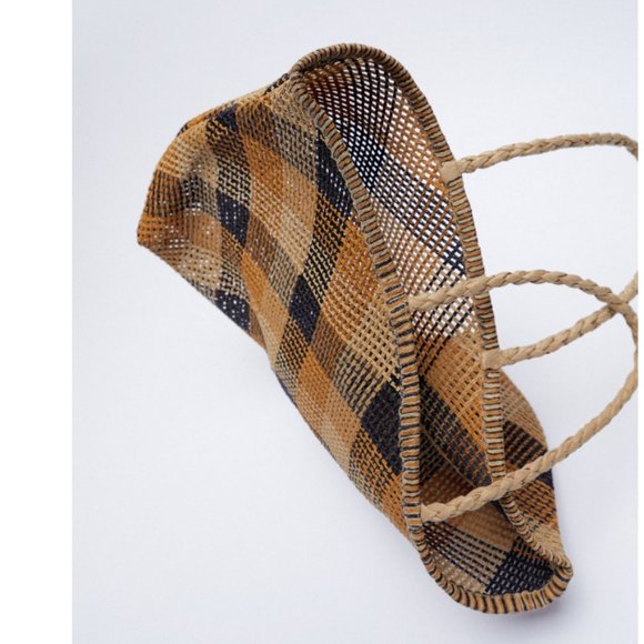 ZARA PLAID WOVEN TOTE BAG - Picture 2 of 10